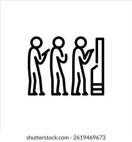 icône silhouette de file d'attente. illustration d'art stickman line.