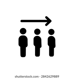 People Queue Right Arrow Waiting Line Direction Queue Management Filled Icon