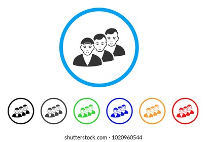 People Queue rounded icon. Style is a flat people queue gray symbol inside light blue circle with black, gray, green, blue, red, orange versions. Glad people queue vector icon.