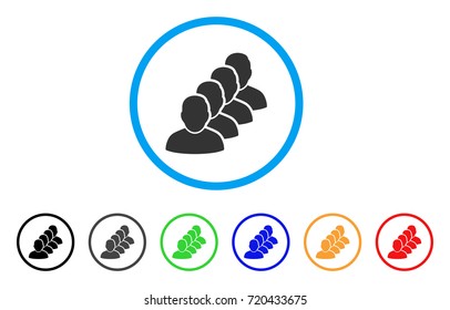 People Queue rounded icon. Style is a flat people queue gray symbol inside light blue circle with black, gray, green, blue, red, orange variants. Vector designed for web and software interfaces.