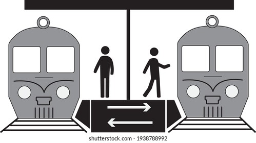 People at the railway station vector icon isolated