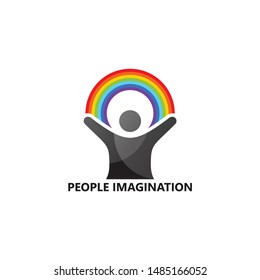 People Rainbow Imagination Logo Template Design Vector, Emblem, Design Concept, Creative Symbol, Icon
