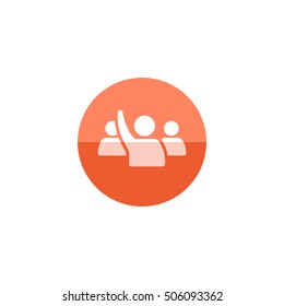 People raise hand icon in flat color circle style.