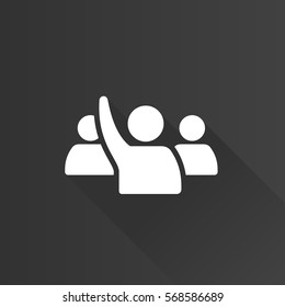 People Raise Hand Icon In Metro User Interface Color Style. Business Finance Buying