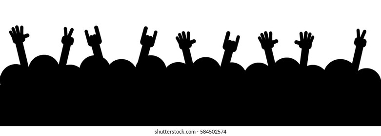 a lot of people raise hands. A big crowd. vector