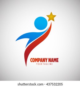 People Raise the Star Logo Template
