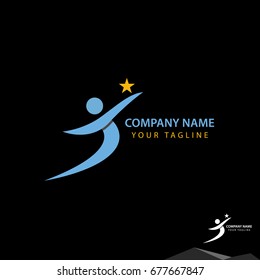 People Raise the Star Logo Template-Initial Letter IT For Company