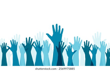  People raise their hands.vote their.charity.donations and solidarity. human right day symbol concept design decoration