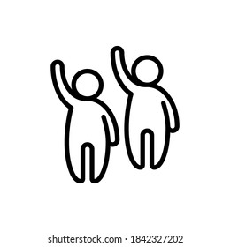 People raised hand, vote outline icons. Vector illustration. Editable stroke. Isolated icon suitable for web, infographics, interface and apps.