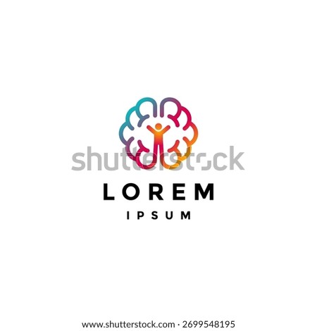 People Raising Up Inside Brain Logo Design. Healthy Mind Lives Strong Soul Logo Design.