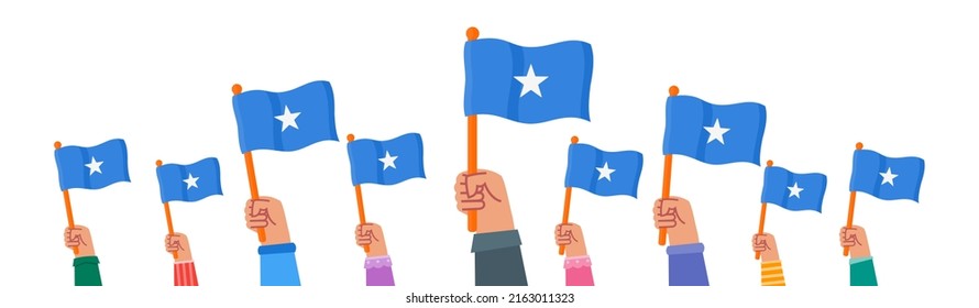 People Raising Somalia Flag and Wave it Proudly 