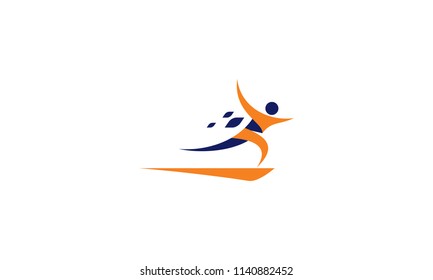 people ran the vector logo icon