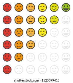 People rating scale in the form of emotions with an angry face and a happy face. Feedback or satisfaction rating.