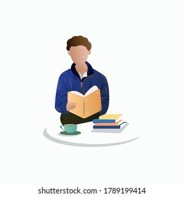 People Read Book Flat Illustration
