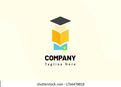 people read book and license illustration template education logo for school, e-learning, class online, class, club study, study, library, learning.