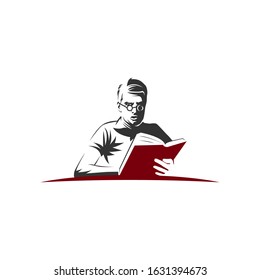 People Read Books Logo Vector Icon Illustration