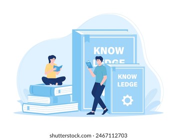 People read knowledge books trending concept flat illustration