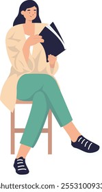 People Reading Book Cartoon Illustration. Flat Vector Illustration Isolated on White Background