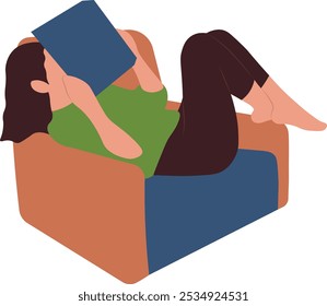 Personas Leyendo Personaje de Libro. Ilustración vectorial plana sobre fondo blanco