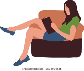 People Reading Book Character. Flat Vector Illustration on White Background
