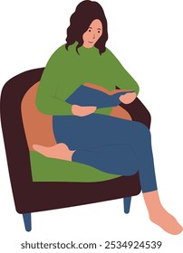 People Reading Book Character. Flat Vector Illustration on White Background