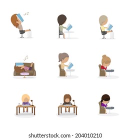 People Reading A Book And Learning - Isolated On White Background - Vector Illustration, Graphic Design Editable For Your Design