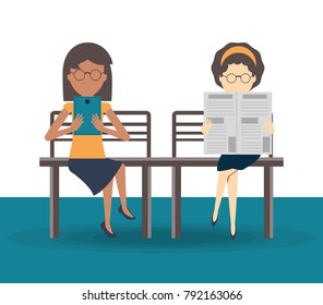 people reading book and newspaper 
