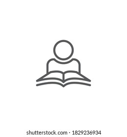 Gente leyendo símbolo de icono del vector del libro aislado en fondo blanco