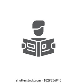 People reading book vector icon symbol isolated on white background