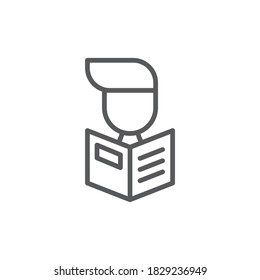 People reading book vector icon symbol isolated on white background