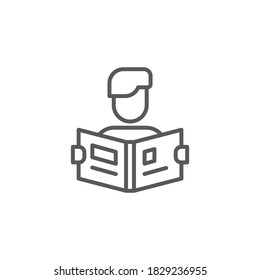 People reading book vector icon symbol isolated on white background