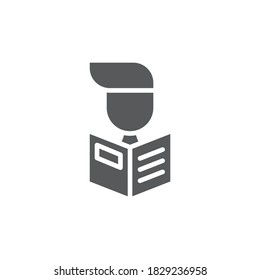 People reading book vector icon symbol isolated on white background