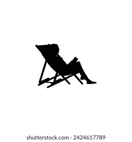 People are reading books. People enjoy summer. People sitting on a deck chair beach, tourists, island, travel, palm trees, relaxation. Silhouette people sitting on the beach