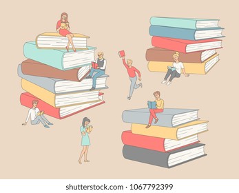 14,902 Student sitting on pile books Images, Stock Photos & Vectors ...