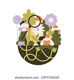 People reading books in the park. Vector illustration in flat style.