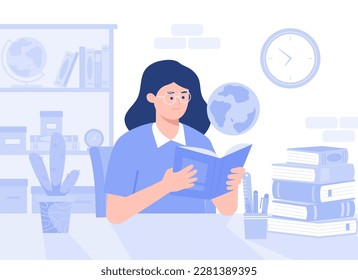 People are reading books, a source of knowledge, learning concept. Modern vector flat illustration