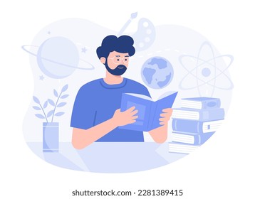 People are reading books, a source of knowledge, learning concept. Modern vector flat illustration