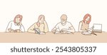 People reading books and study. 
 Hand drawn style vector design illustrations.
