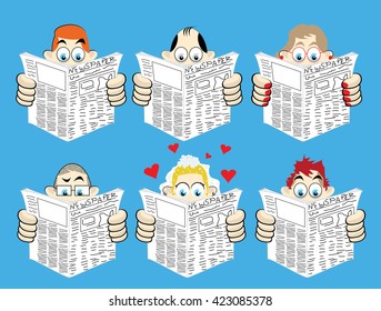 People reading a Newspaper.