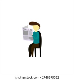 Personas leyendo diseño plano de vectores de periódicos