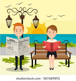 people reading on the park