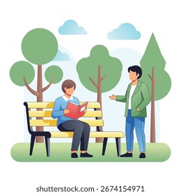 Personas Leyendo y hablando en el parque