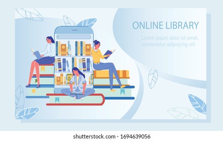 People Receiving Knowledge Elibrary Poster Young Stock Vector (Royalty ...