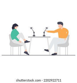 People recording podcast illustration which is suitable for commercial work and easily modify or edit it

