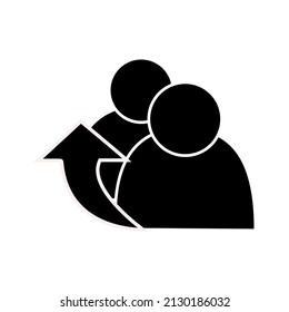 Icono de referencia de personas diseño ilustración vectorial. Referencias, referencia, icono de encuentro negro sobre fondo blanco aislado