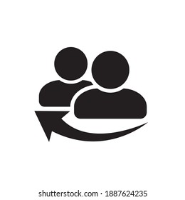 People referral icon, referrals. Referrals reference icon, recommend meeting, program, affiliate program. Reference teamwork business. Vector illustration.