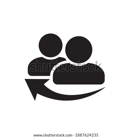 People referral icon, referrals. Referrals reference icon, recommend meeting, program, affiliate program. Reference teamwork business. Vector illustration.