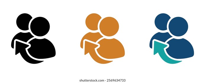 People referral vector icons.  Business communication vector illustrations. Reference teamwork business concept