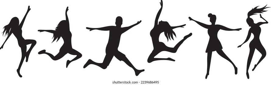 people rejoice jumping silhouette design vector isolated