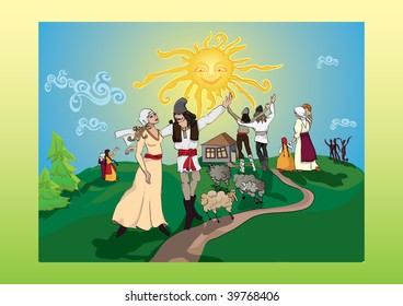 People rejoice to sunrise, the beginning of a new life